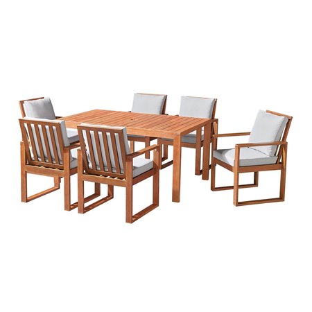 ALATERRE FURNITURE Weston Eucalyptus Wood Outdoor Dining Table with 6 Dining Chairs, Set of 7 ANWT013444EBO
